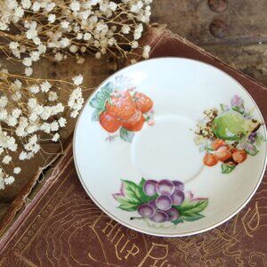 Vintage 1950s Tea Saucer, Fruit And Berry Pattern Made In Japan Collectible Chin